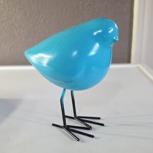 Ceramic Blue Bird Figurine With Metal Legs